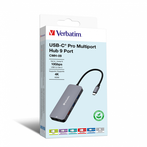 VERBATIM USB C PRO MULTIPORTE HUB 9 IN 1 HDMI 4K