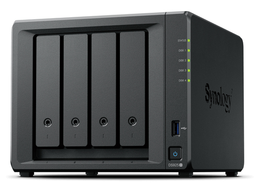 NAS SYNOLOGY DS925+ X 4HD/SSD 3.5"/2.5"SATA-NO HD-AMD RYZEN V1500B--DDR4 4GB-2P GIGA-2P USB-1P