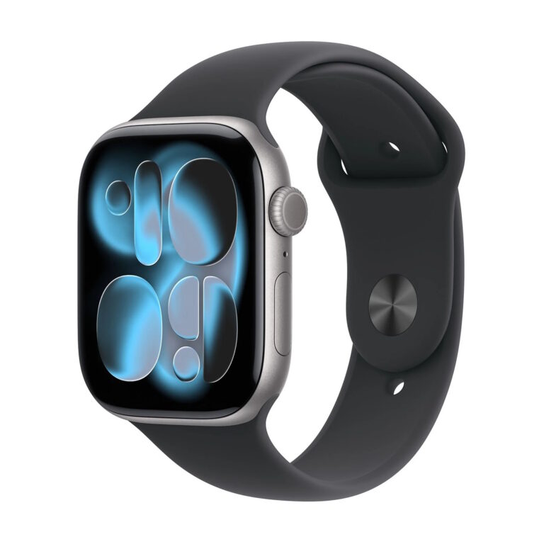 APPLE WATCH SERIES 11GPS46MMSPACE GREY ALUMINIUM CASE WITH BLACK SPORT BAND