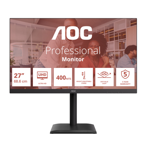 AOC MONITOR 27 LED IPS 4K UHD 16:9 4MS 75hz 400 CDM