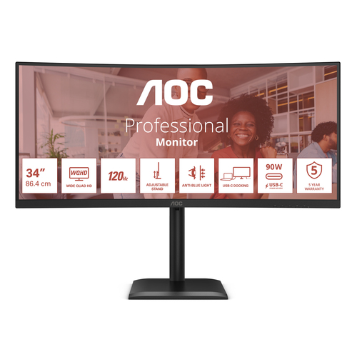 AOC MONITOR CURVO 34 LED VA UWQHD 21:9 4MS 120hz 350 CDM