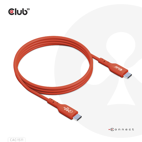 CLUB3D CAVO USB2 TYPE-C BI-DIRECTIONAL USB-IF CERTIFIED CABLE DATA 480MB PD 240W(48V/5A) EPR M/M 1M