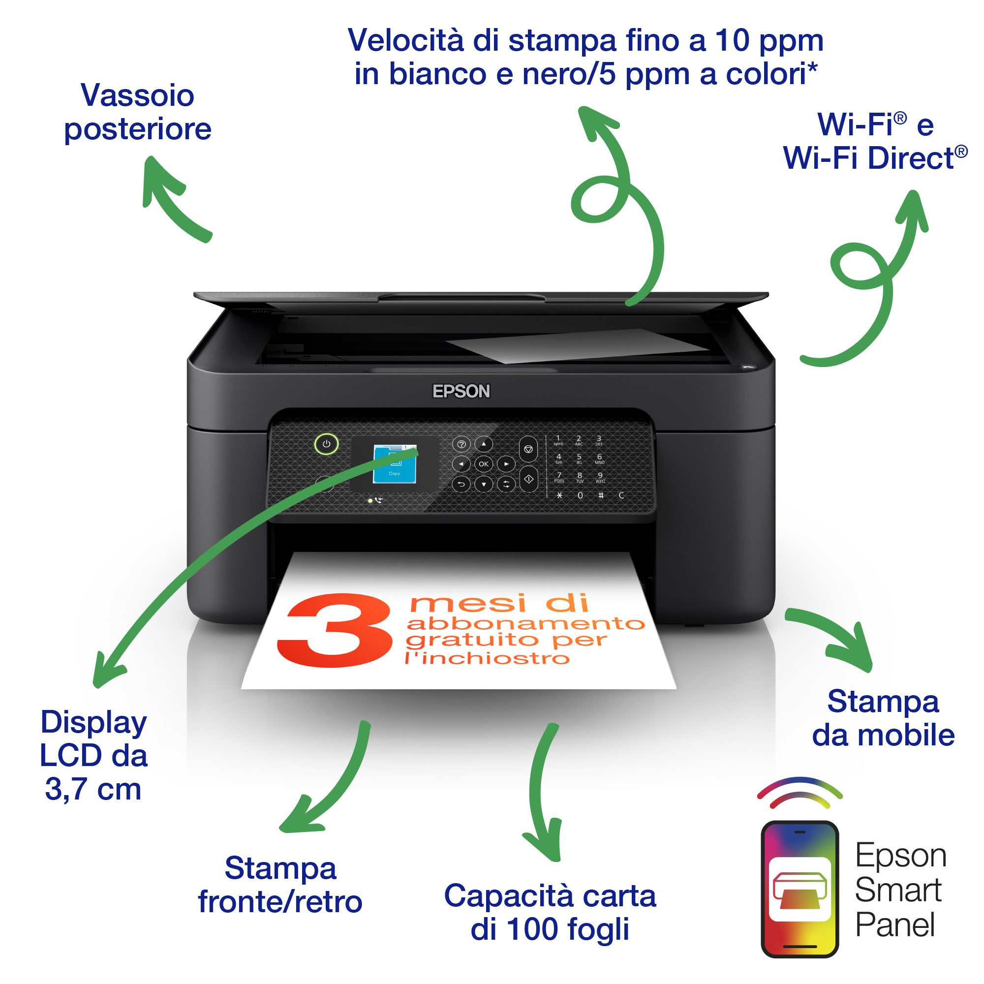 EPSON MULTIFUNZIONE INK A4 COLORE, WF-2910DWF, 18PPM, FRONTE/RETRO, USB/WIFI, 4 IN 1 - immagine 3