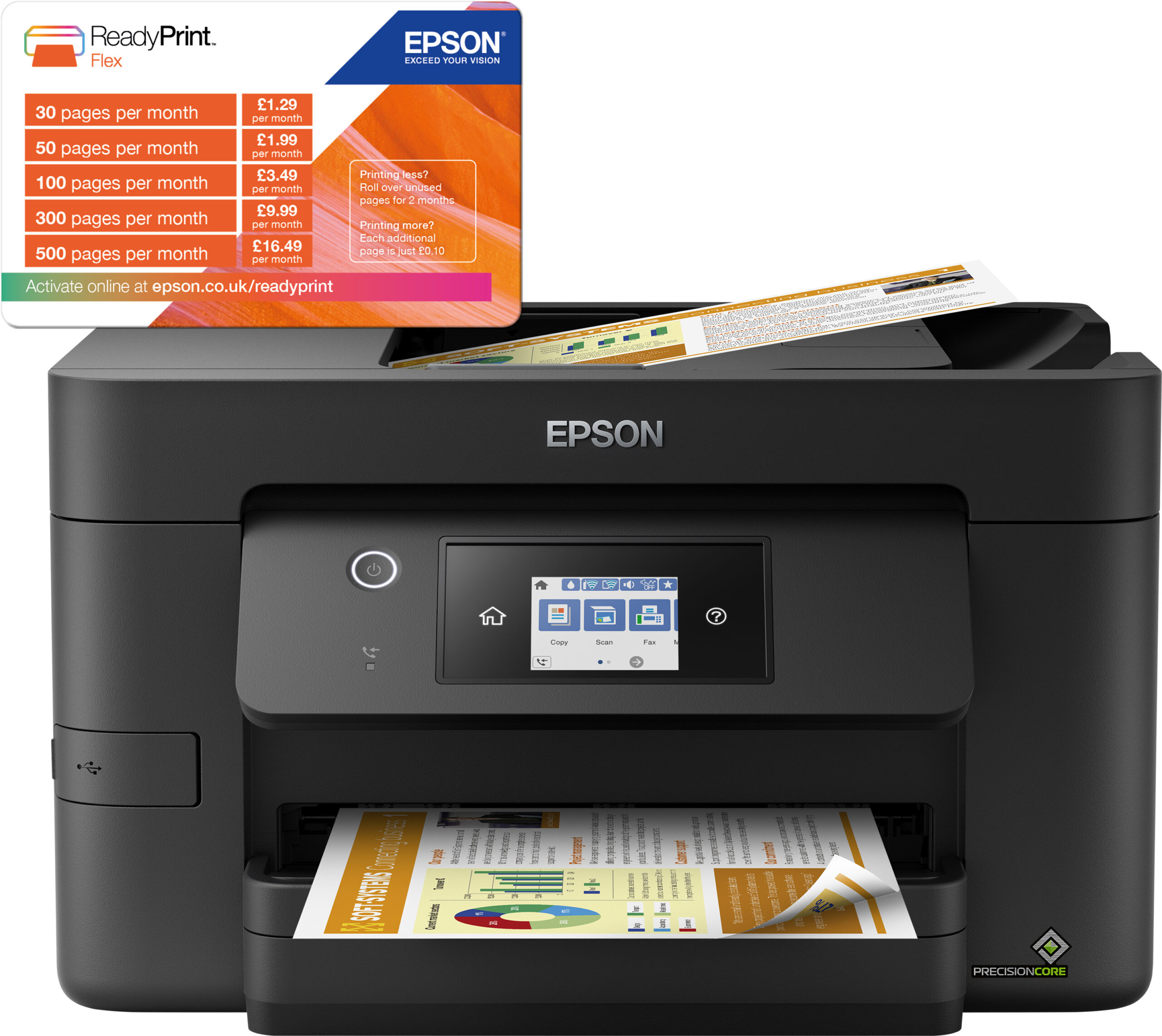 EPSON MULTIFUNZIONE INK A4 COLORE, WF-3820DWF, 10PPM 4800X2400DPI, FRONTE/RETRO, USB/LAN/WIFI, 4 IN 1 - immagine 5