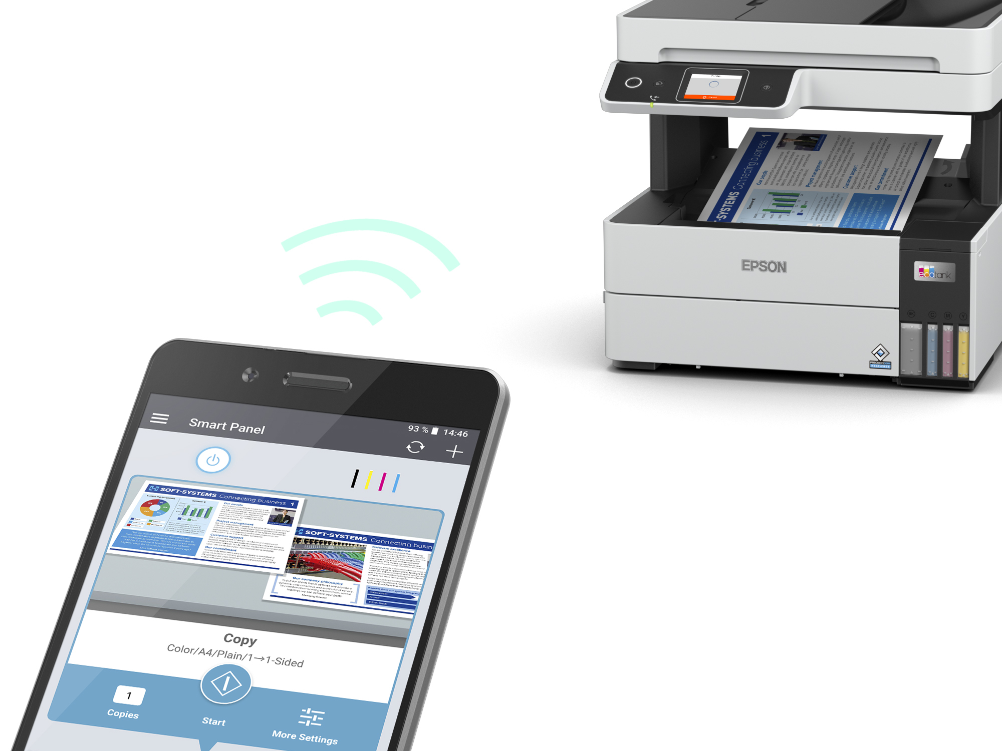 EPSON MULTIFUNZIONE INK A4 COLORE, ECOTANK ET-5170, 37PPM, FRONTE/RETRO, USB/LAN/WIFI, 4 IN 1 - immagine 6